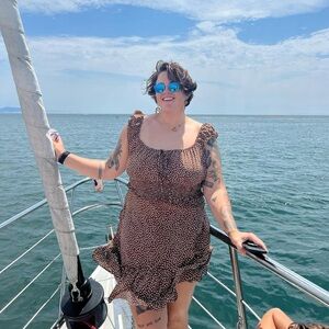 Women's Brown Polka Dot Dress